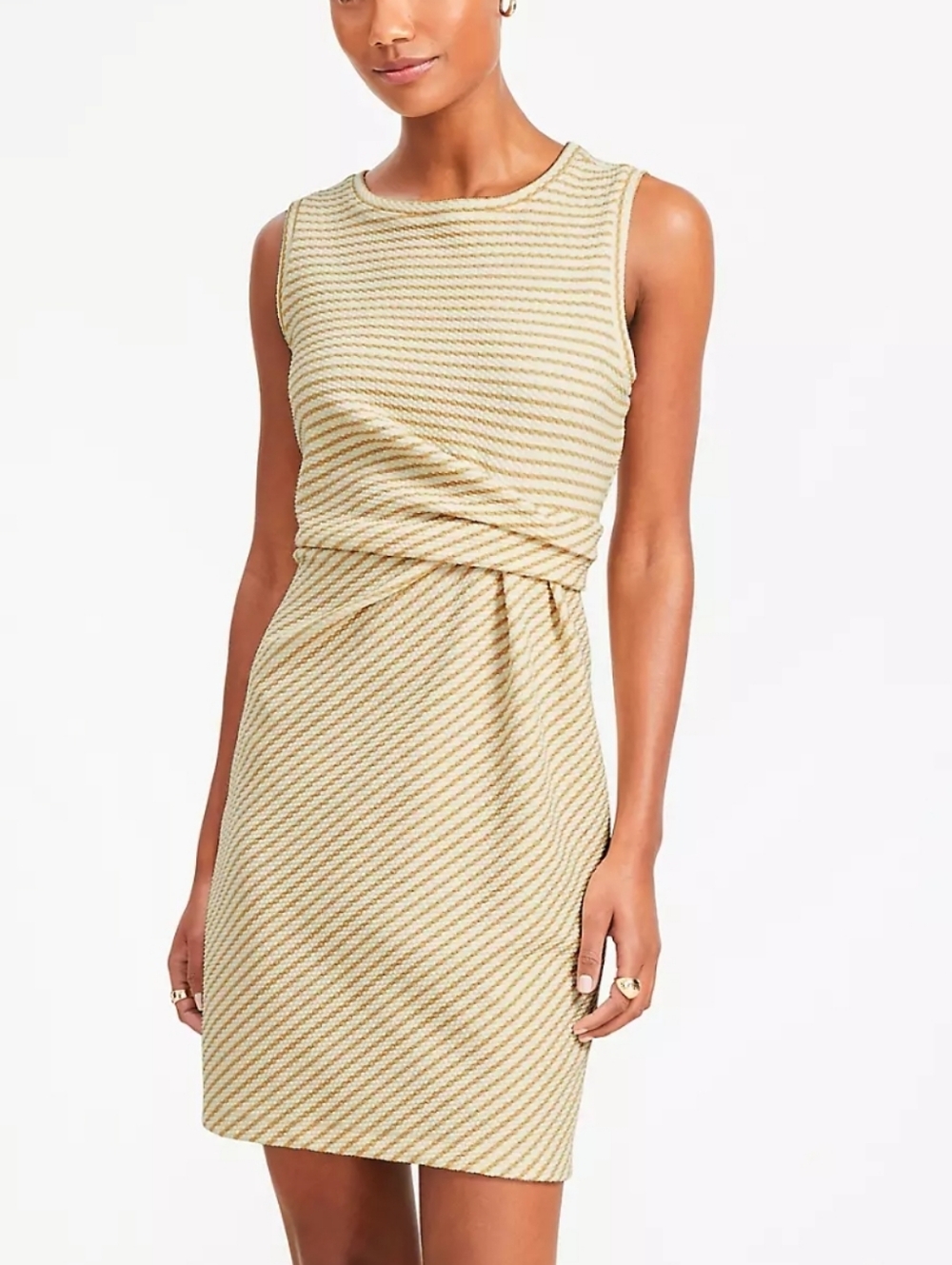 Loft Textured Side Knot Mini Shift Dress New With Tags